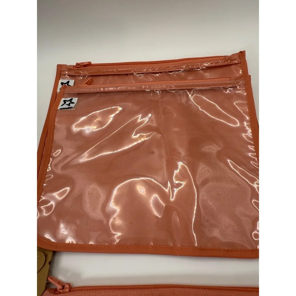 Peach Travel Organizer Set – 3 Clear Zipper Pouches, TSA Approved Toiletry & Mak